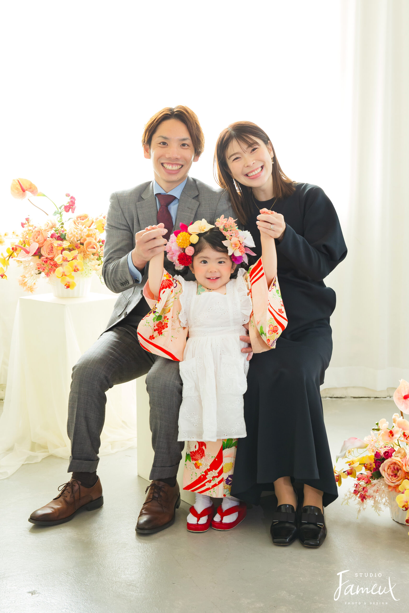 北堀江の自然光で撮るお花いっぱい七五三🌸アンティーク着物でこだわり